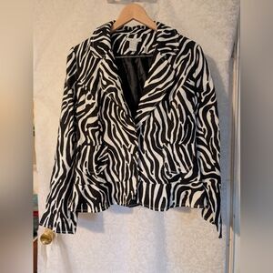 Zebra Print‎ Cropped Womens Jacket By TWEEDS Sz. Large.